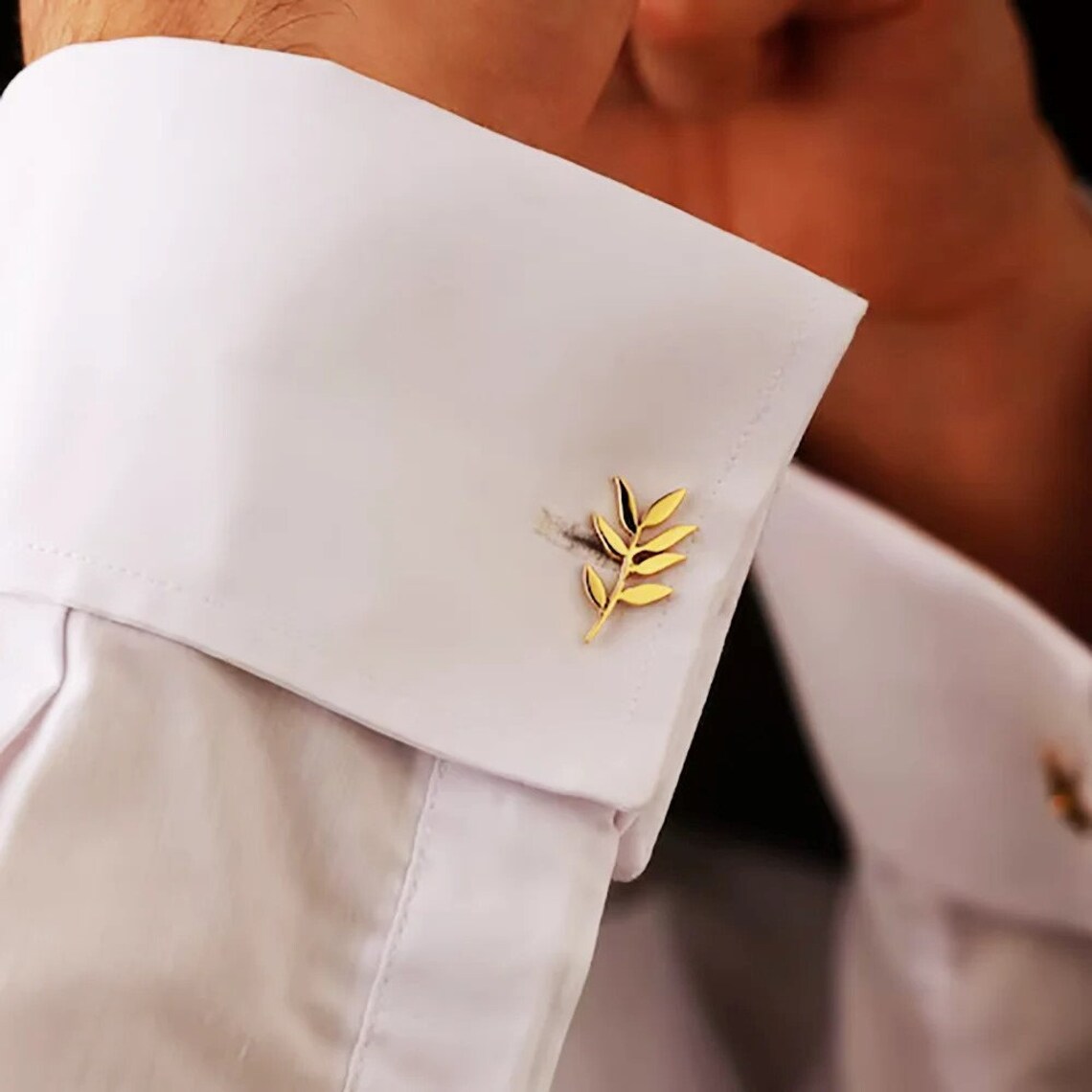 Solid silver shops abstract leaf pattern cufflinks