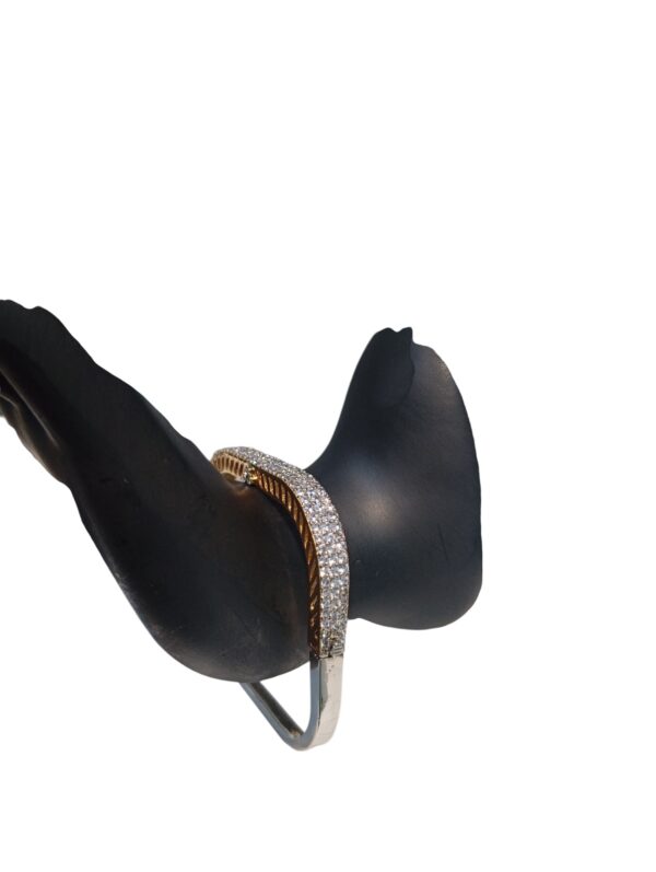 925 Silver Designer Dual-Tone Square Zircon Bangle