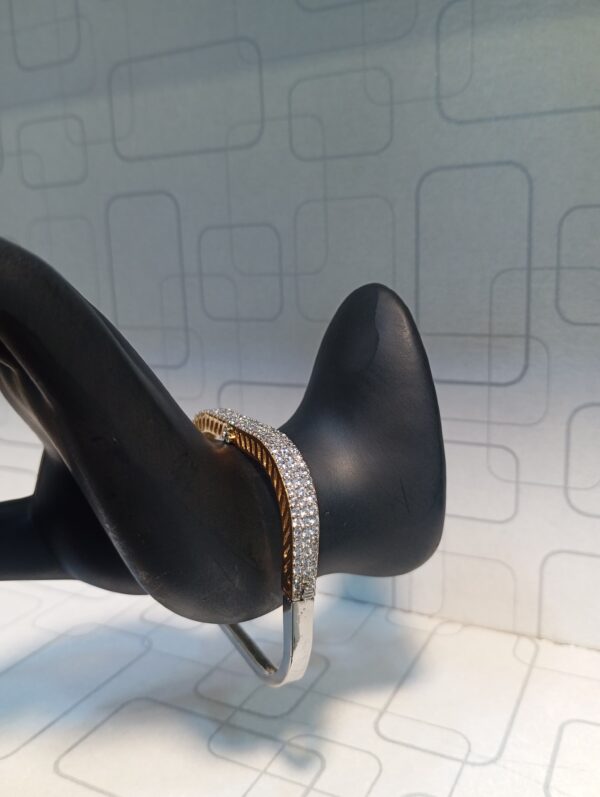 925 Silver Designer Dual-Tone Square Zircon Bangle - Image 2