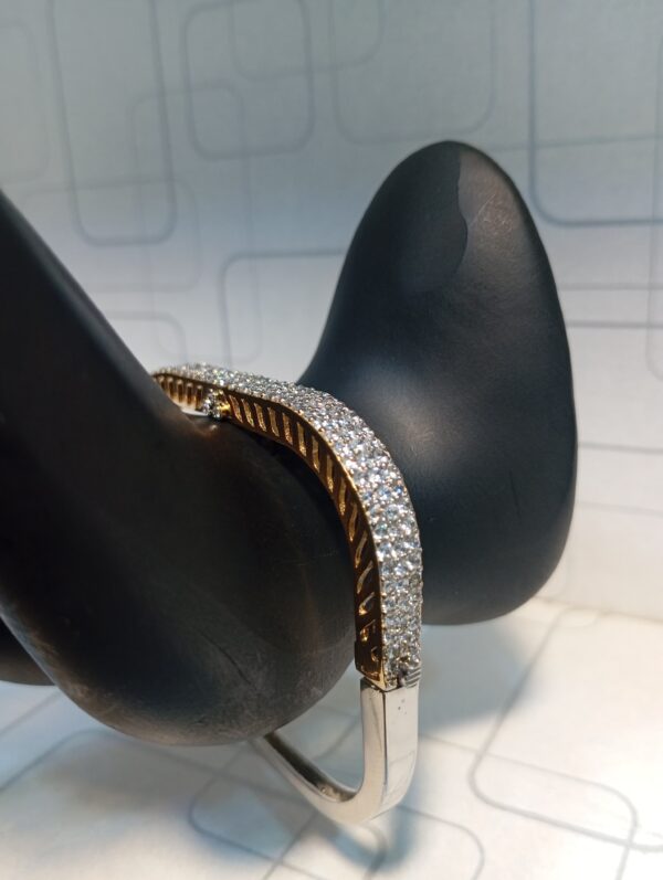 925 Silver Designer Dual-Tone Square Zircon Bangle - Image 5