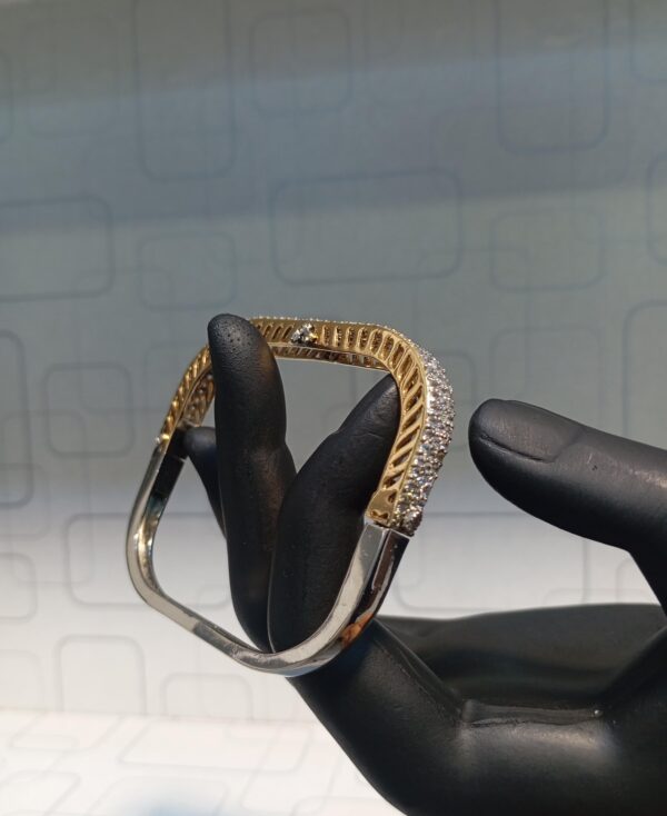 925 Silver Designer Dual-Tone Square Zircon Bangle - Image 7