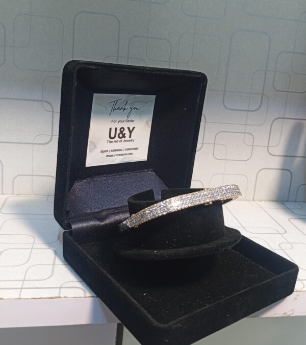 925 Silver Designer Dual-Tone Square Zircon Bangle - Image 10