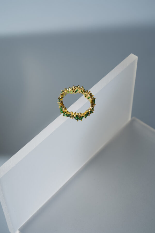 Hand Made Emerald Radiance Gold Plated Ring - Image 2