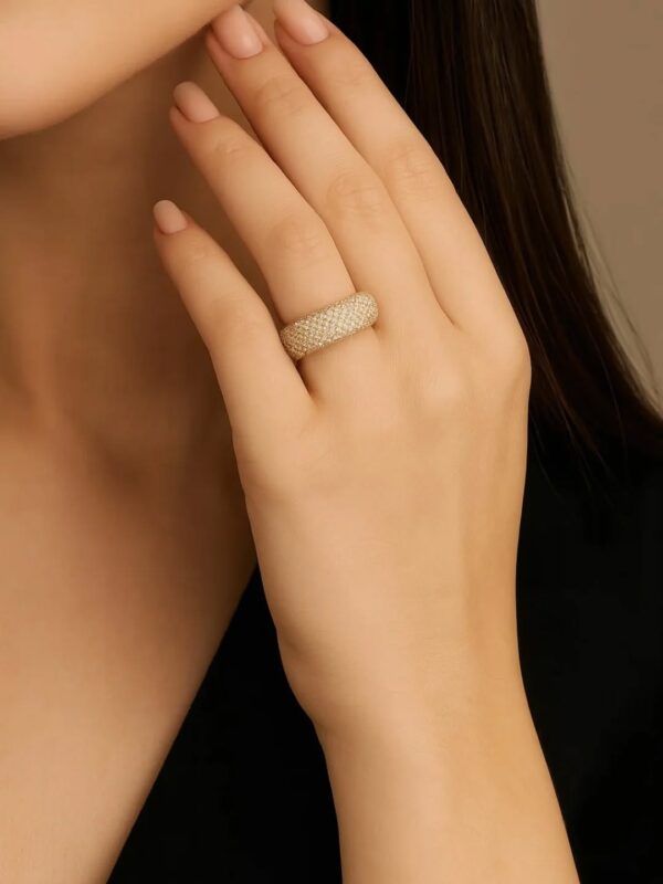 U&Y 18K Gold-Plated Zircon Band Ring - Image 2