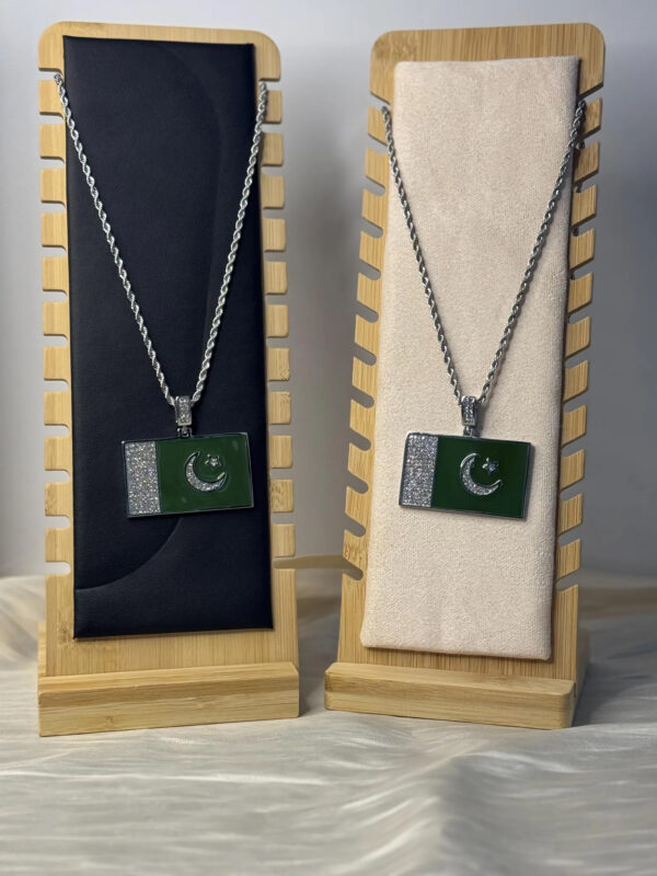 U&Y Pakistan Flag Pendant Necklace | Silver Chain | Independence Edition - Image 2