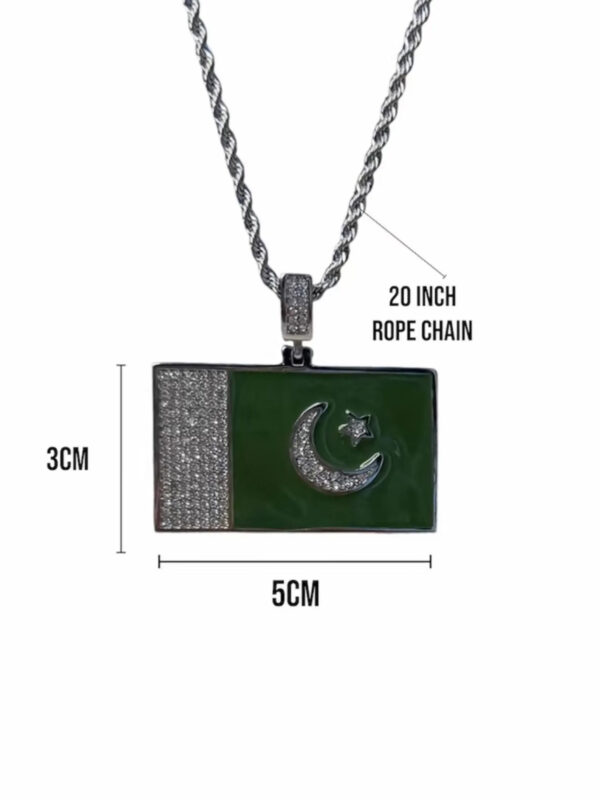 U&Y Pakistan Flag Pendant Necklace | Silver Chain | Independence Edition - Image 3