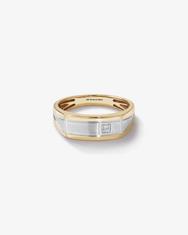 U&Y Men's Two-Tone Zircon Ring | Gold & Silver Finish