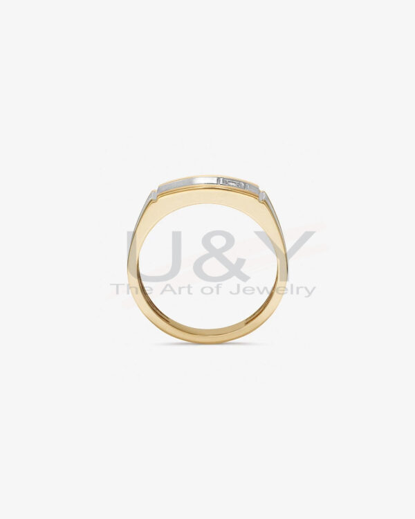 U&Y Men's Two-Tone Zircon Ring | Gold & Silver Finish - Image 2