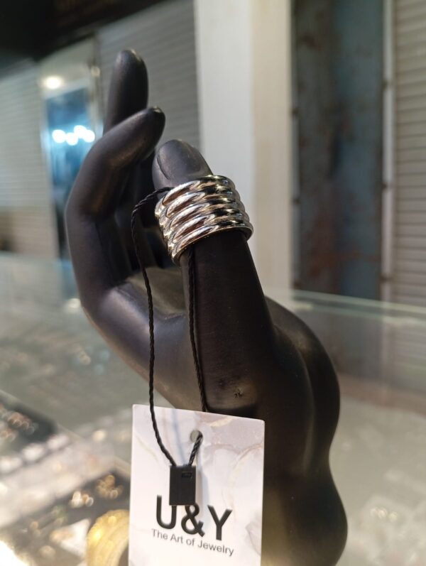 U&Y Elegant Multi-Band Silver Ring | Stylish Unisex Statement Jewelry - Image 4