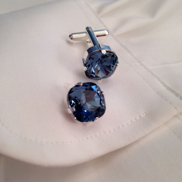 925 Sterling Silver Men's Cufflinks – Royal Blue American Diamond Cufflinks | U&Y Premium Collection